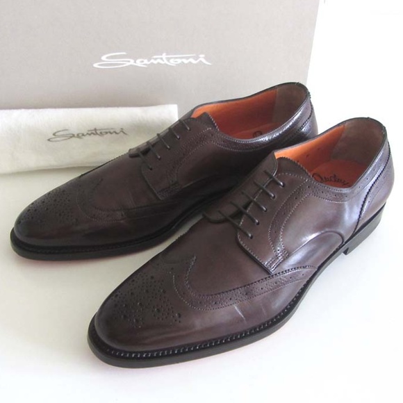 new SANTONI FAM antiqued wingtip shoes 7 F / 8 US main image 6